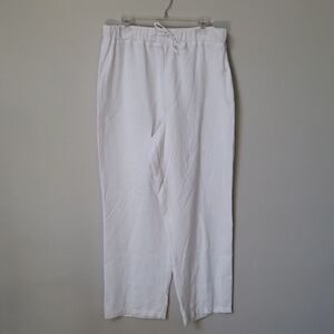 For Cynthia Pant Womens XL White 100% Linen Pull on Breezy Crisp